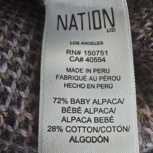 Nation LTD Navy, Tan, and Purple Patterned Wool Sweater - Picture 4 of 4